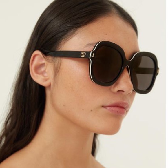 NEW GUCCI GG1240S 001 BLACK OVERSIZED ROUND WOMEN SUNGLASSES GUCCI - Picture 2 of 14